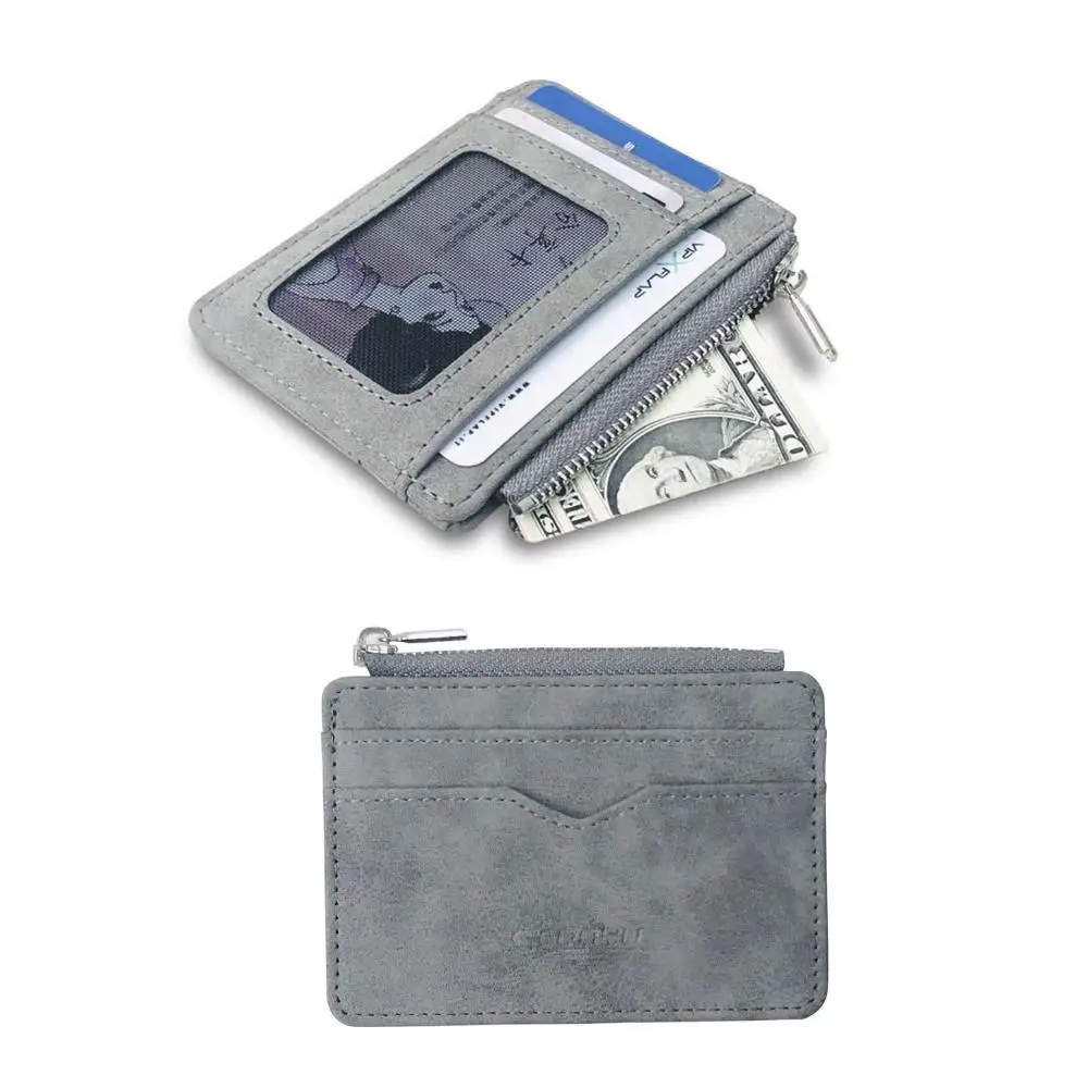 Frosted Simple Short Small Money Bag Gift for Dad Retro Card Holder Coin Purse Wallet Money Clip