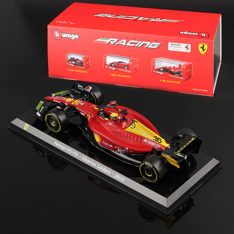 Bburago 1:24 2022 Scuderia Ferrari F1-75 Monza 75th Anniversary Alloy Car Die Cast Model Luxury Vehicle Formula Racing Toy