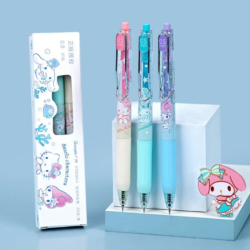 Imagem -02 - Série Oceano Sanrio Touch Gel Pen Conjunto de Papelaria Estudante Caneta Preta Desenhos Animados Bonito Melodia Genuíno Atacado 0.5 mm Peças