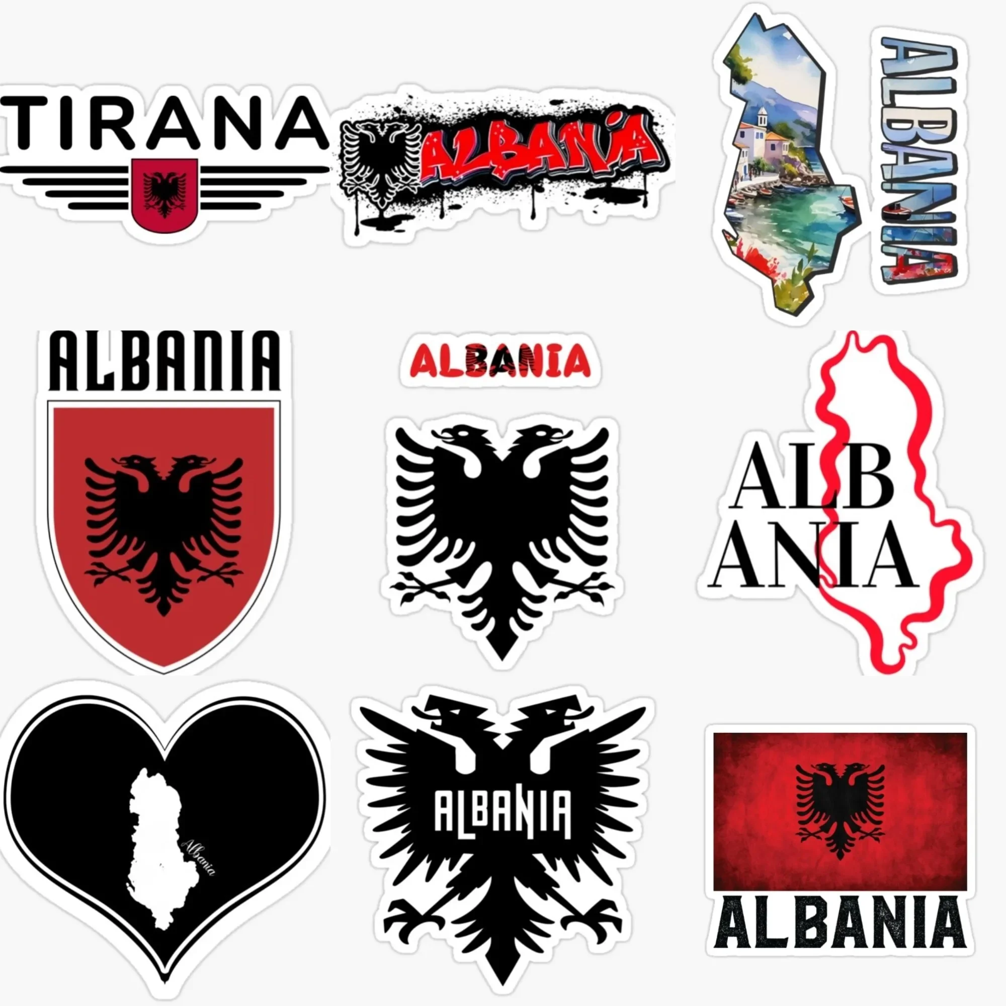 

AL Albania Flag Map Emblem Eagle Creative PVC Sticker for Decorate Car Van Truck Bicycle Window Wall Fridge Decal Accessories