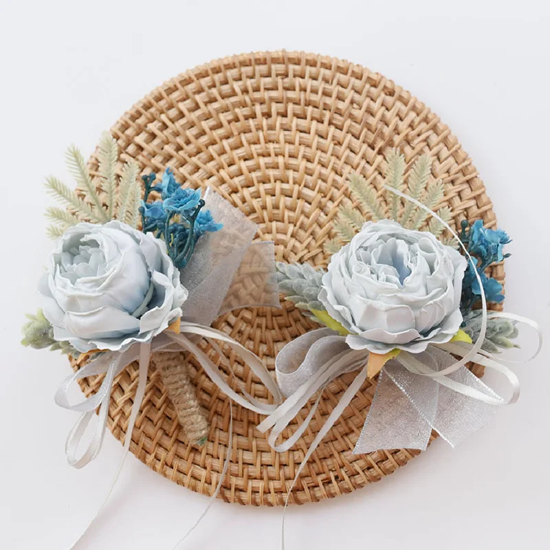 Simulation de fleurs pour mariage, fleurs à main, bleu, réunion d'affaires, ouverture des invités, fournitures de mariage, 2414