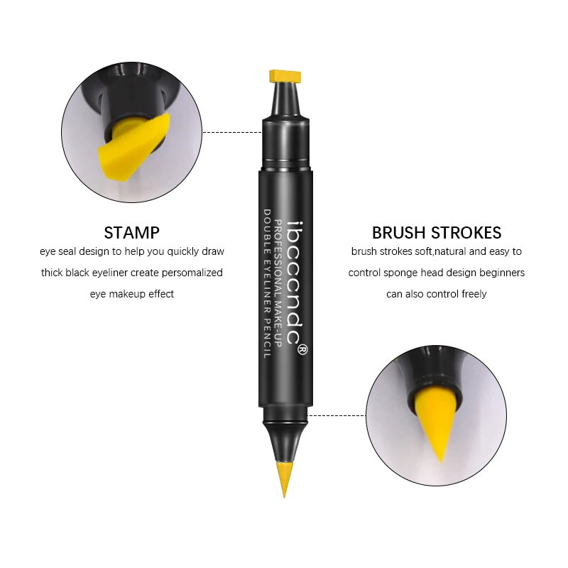 New 2 In1 Eyeliner Stamp Double-Headed Seal Liquid Pencil Waterproof Lasting Triangle Seal Black Eye Liner Eye Makeup Tool