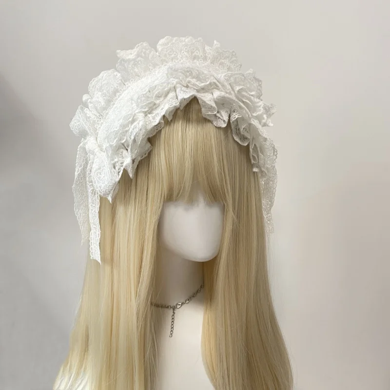 الأصلي اليدوية تنوعا الدانتيل الحجاب عقال Y2K المائية ثقافة فرعية إكسسوارات الشعر لوليتا حفلة الحلو القوس القوطية خوذة