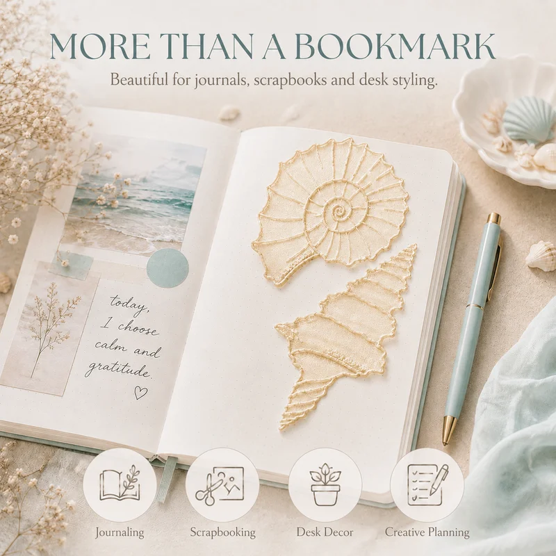 2Pcs/set Pearl Shell Bookmarks Semi Transparent 3D Printed Page Markers Cute Reading Accessories Gift
