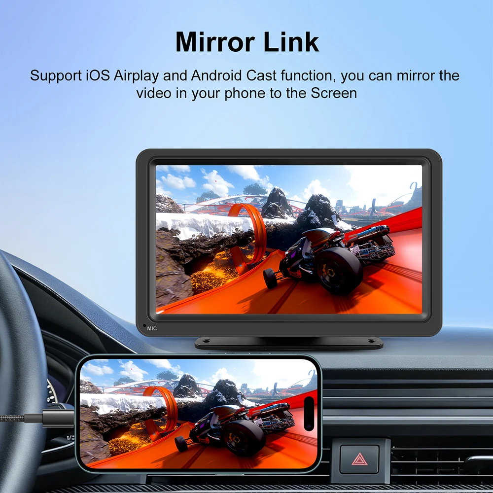 7inch Carplay Android Auto r Mirror Video Player Wireless Carplay Android Auto GPS Car Monitor Multimedia Rearview Camera