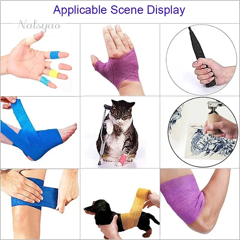Hot Pink Tattoo Anti-Slip Self-Adhesive Elastic Bandage 1/6/12/24/32/48 Pcs Disposable Athletic Nonwoven Wrap