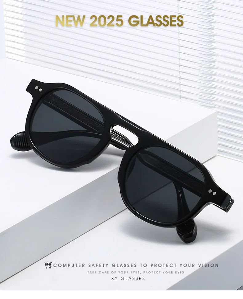 2026 Neue Runde Sonnenbrille mit Nieten-Detail – Acetatrahmen mit Nieten, Coole Streetstyle Ins Trendige Sonnenbrillen für Herren & Damen – Detail 1