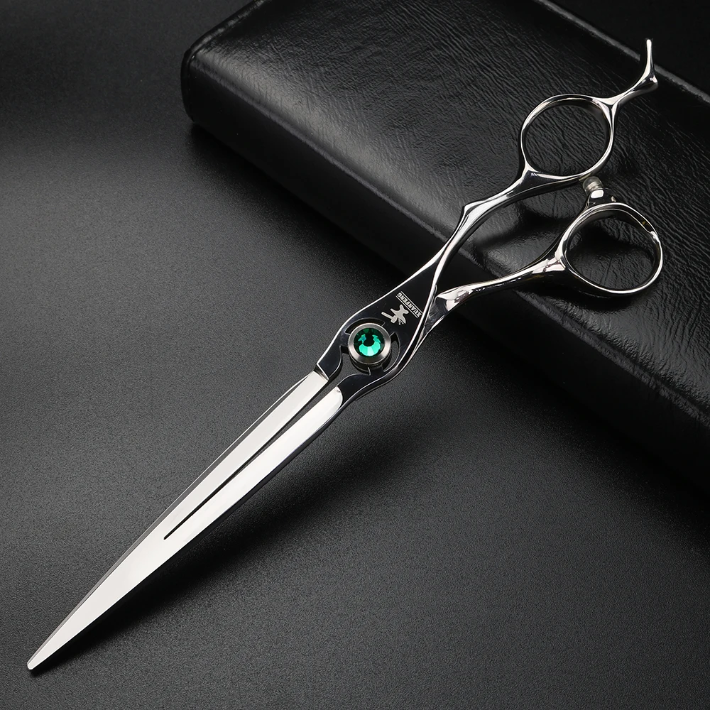 XUANFENG 7 inch hollow silver hair scissors 440C steel barber cutting scissors