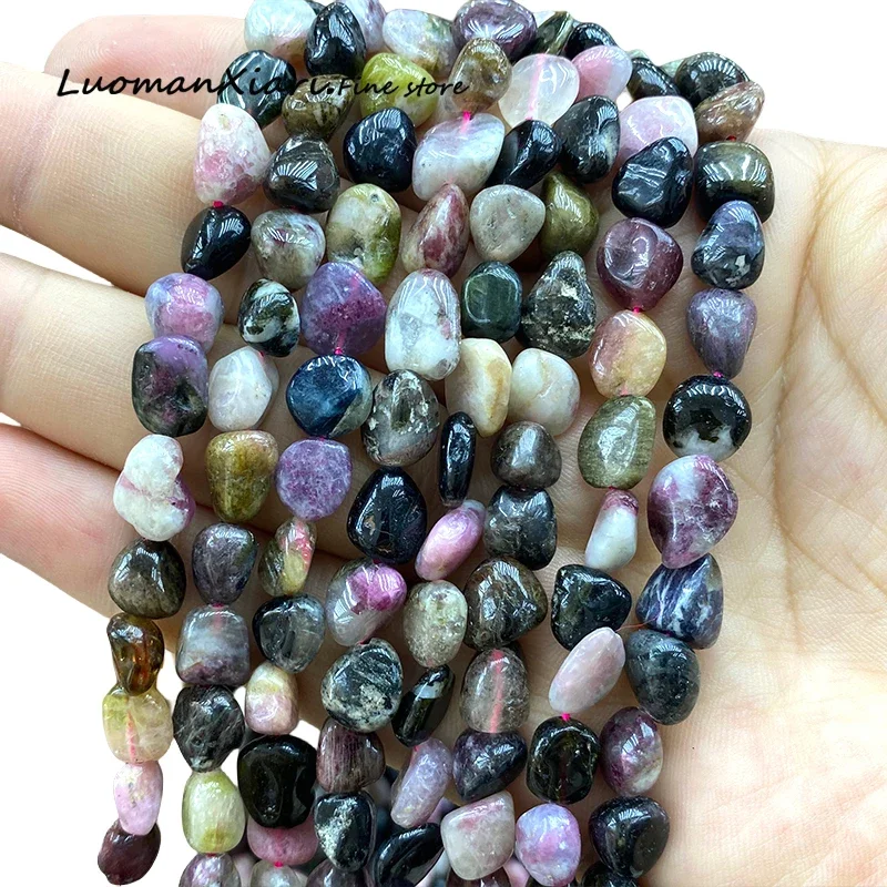 8-10mm Natural Stone Tourmaline Irregular Loose Spacer Beads for Jewelry Making Diy Earrings Bracelet Charms Accessories 15''