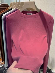 Spring Women T Shirt Girls T-Shirt Woman Clothes Long Sleeve  Oversize Tshirt Female Tee Sexy Skinny Y2k Top Vintage Pink Fall