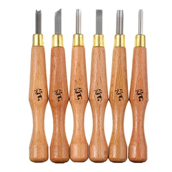 6PCS/Set Wood Carving Tools Peeling Woodcarving Chisel Woodworking Cutter Hand Carving Wood Woodpecker DIY Hand Tool Hot Set