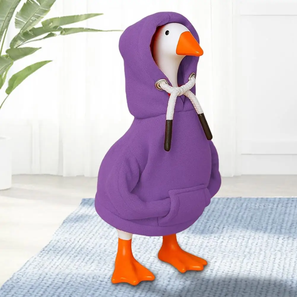 Mezcla de algodón Mini porche ganso muñeca ropa disfraz conjunto con capucha suéter ajustable para decoración de escritorio entusiastas decoración del hogar