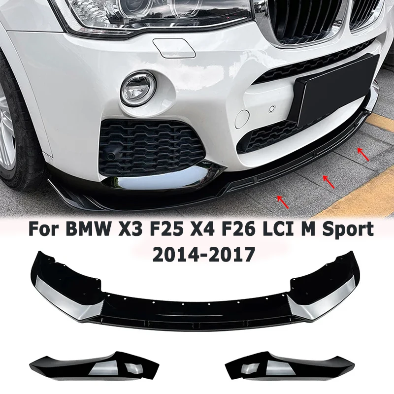 

Car Front Bumper Lip Spoiler for BMW X3 F25 X4 F26 LCI M Sport 2014-2017 Diffuser Splitter Car Accessories Aftermarket Parts