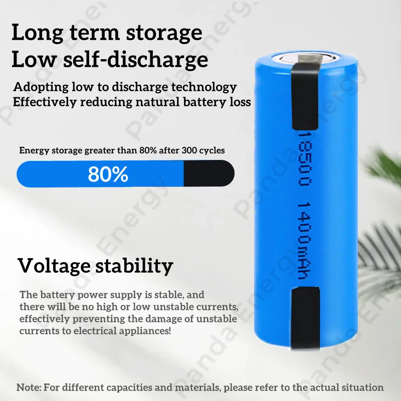 3.7V battery 1400mAh 18500 Li-ion rechargeable battery suitable for LED flashlight remote control battery 4.2V flat battery