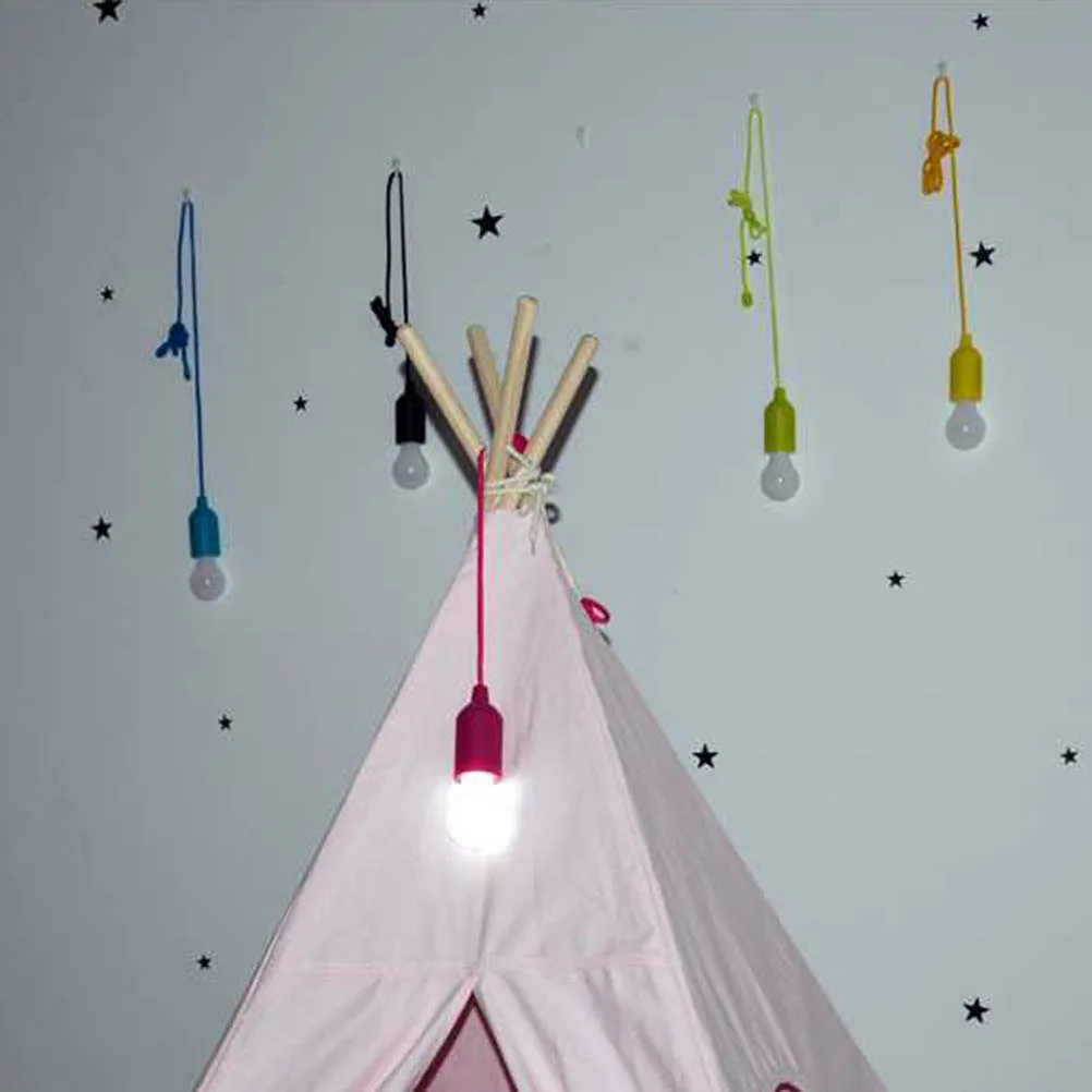 

6 pcs Led Pull Cord Light Bulb 102Cm Long Hanging Lantern For Camping Tent Garage Shed Loft 4 Colors Holiday Lighting