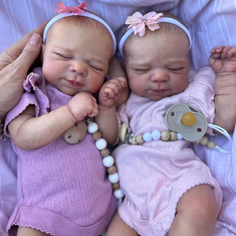 48CM Twins Reborn Dolls Pascale Soft Body Newborn Baby Lifelike Soft Touch Cuddly Baby Multiple Layers Painting 3D Skin