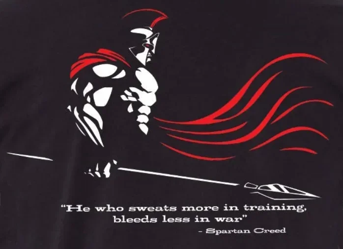 Spartan Creed, Sparta Warrior Gym Fitness Training T-Shirt 100% Cotton O-Neck Summer Short Sleeve Casual Mens T-shirt Size S-3XL