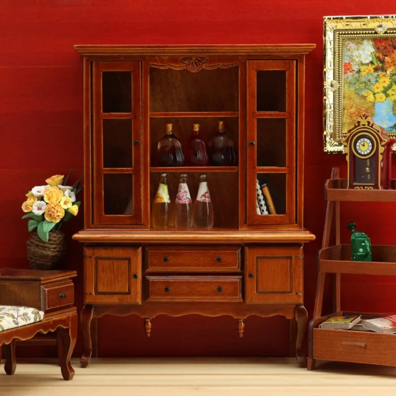 

B78B- House 1:12 Scale Miniature Furniture Set- Wooden Bookshelf Included, Dollhouse Accessories