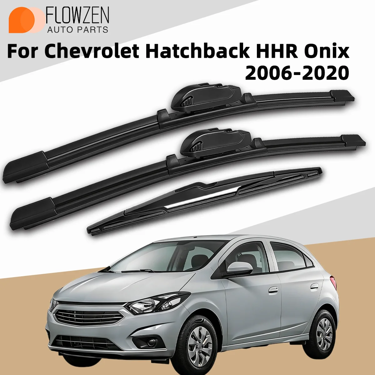 3 escobillas limpiaparabrisas delanteras y traseras aptas para Chevrolet Hatchback HHR Onix 2006-2020, accesorio automotriz duradero, silencioso y sin rayas, de primera calidad