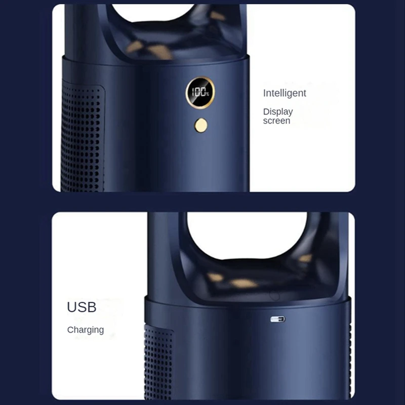 Ventilateur électrique sans lame avec lampe de bureau, aste par USB, silencieux, mini ventilateur de refroidissement portable, vent à 6 vitesses, 2000mAh