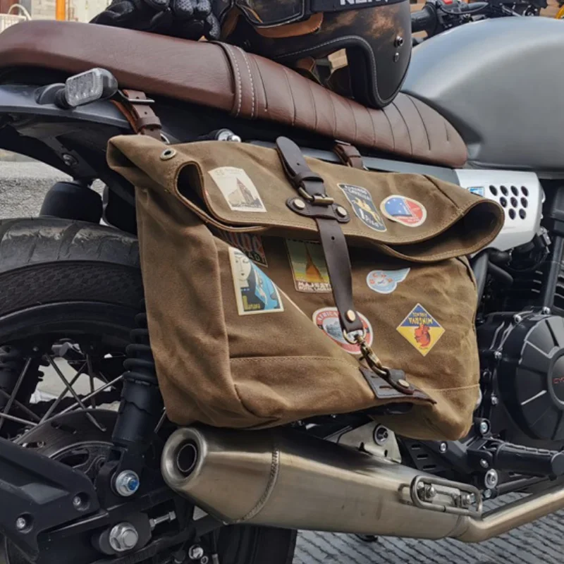 Vintage Motorcycle Saddle Bags Waterproof Canvas Scooter Saddlebags Universal Cruiser Motorbike Dirt Bike For Honda Rebel 250