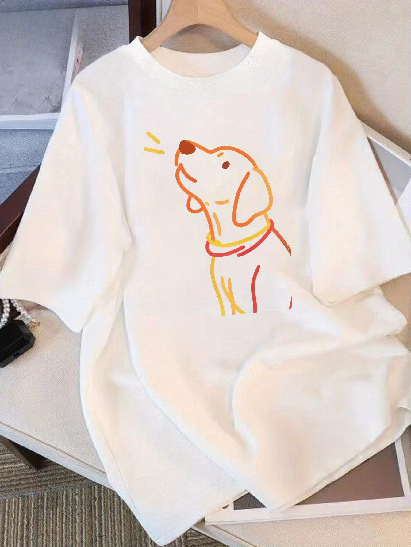 المرأة تي شيرت لطيف بيغل نمط الأبيض عادية طاقم الرقبة قصيرة الأكمام أعلى الصيف الحيوانات الأليفة عاشق مريحة الجرافيك تي شيرت Y2K #1