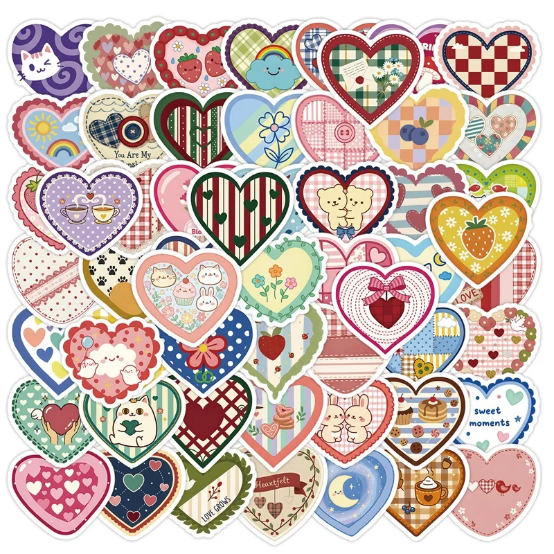 

10/30/56PCS Vintage Colored Love PVC Sticky Sticker Aesthetic DIY Children's Decoration Scrapbooking Hand Accounting Supplies