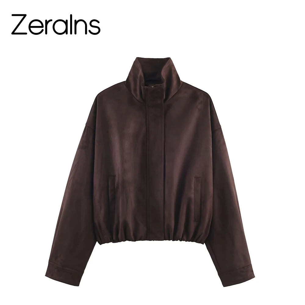 

ZERAINS новая зимняя женская одежда в европейском и американском стиле, простая замшевая текстурированная куртка-пилот, куртка