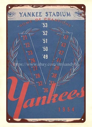 picture art wall 1954 baseball Indians  Yankees   Scorecard metal tin sign