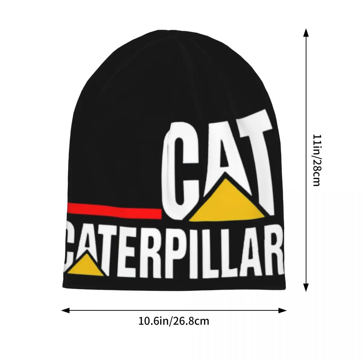 Cat-caterpillar Logo Warm Knitted Cap Fashion Bonnet Hat Autumn Winter Outdoor Beanies Hats for Unisex Adult