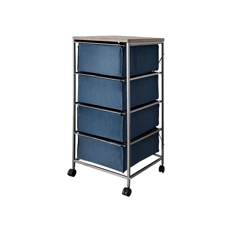 

Canvas Drawer Cabinet with Casters Metal Retro Japanese Storage Cabinet Locker Side Cabinet Shelf Layer Rack