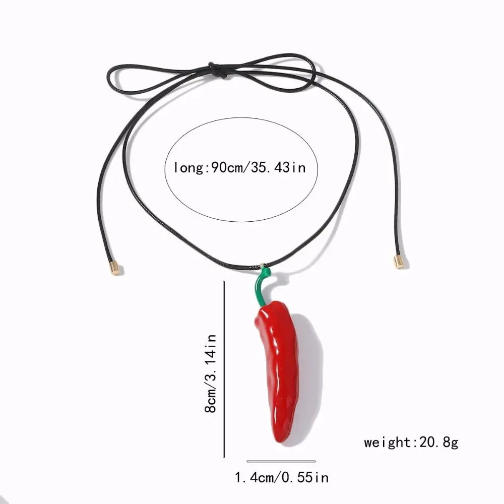 لطيف بوهو نمط الفلفل الأحمر قلادة واقعية بسيطة الأزياء قلادة الخضار طوق الفلفل الحار المعادن الملحقات فتاة #6