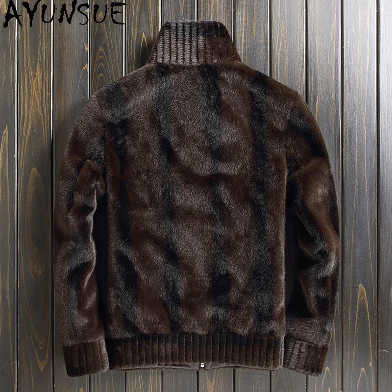 AYUNSUEฤดูหนาวFaux Mink Fur Mens JacketคุณภาพสูงMensเสื้อผ้าReversibleแฟชั่นฤดูหนาวOutwear Mens Casacas Para Hombre