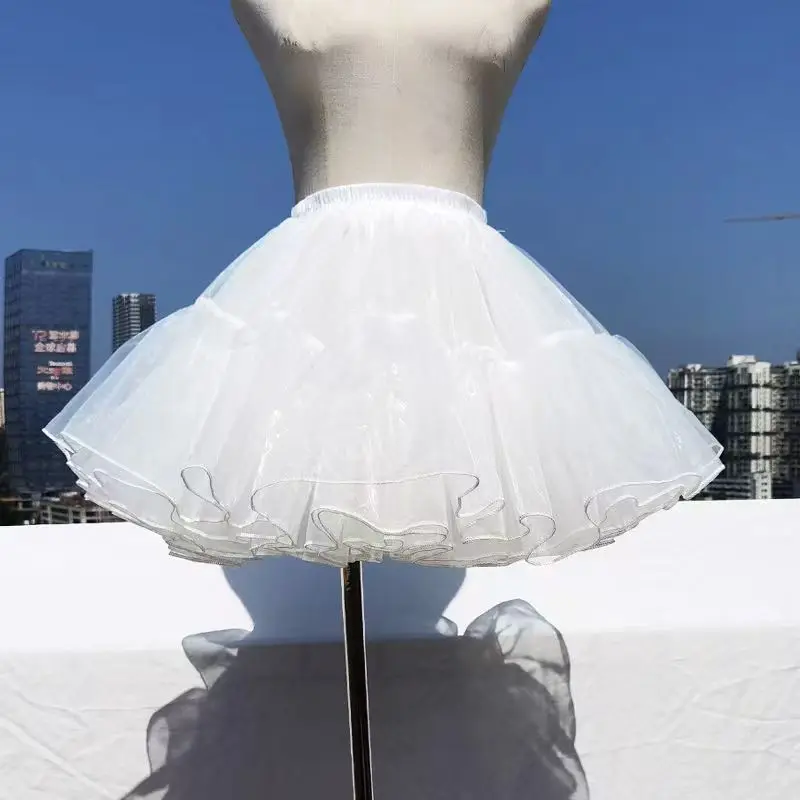 White Blacke Petticoat Fluffy Lolita Skirt Support Boneless Soft Yarn Canopy Dress Accessory Woman Japan