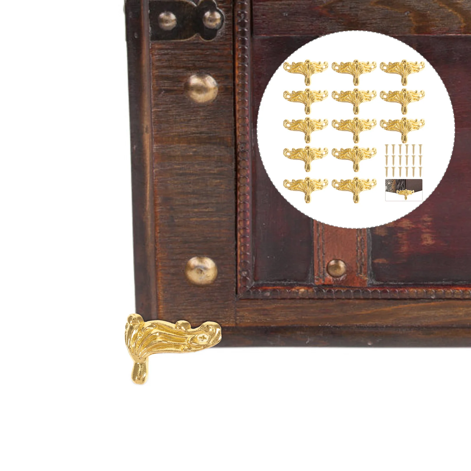 

25Pcs Jewelry Box Legs Zinc Alloy Decorative Retro Furniture Corner Protector for Wooden Chest Gift Box Accessories