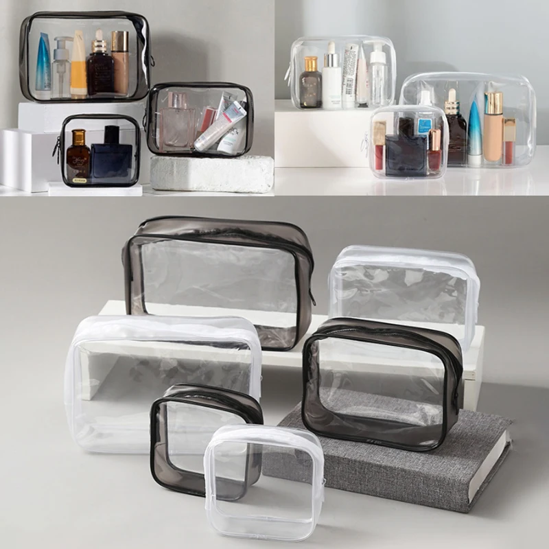 1Pc Clear Makeup Bag Fashion Transparent Travel Portable Mini Wash Storage Bags Women Zipper Organizer Cosmetic Bag