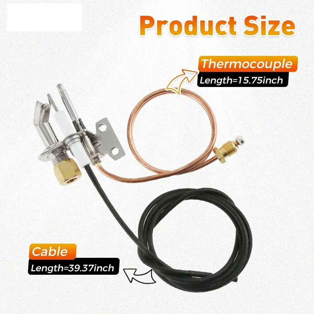 Propane Gas Pilot Burner Assembely Includes Pilot Thermocouple and Tubing & Spark Ignitor for Water Heater Pilot Assembely