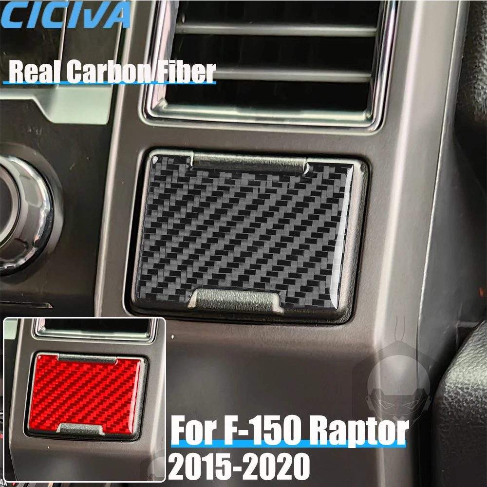 

Real Carbon Fiber Car Accessories Cigarette Lighter Panel Decorative Trim Cover Soft Sticker For Ford F150 SVT Raptor 2015-2020
