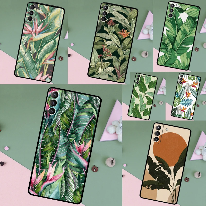 Retro Banana Leaf Plant Case For Samsung Galaxy S26 Ultra S25 S24 S23 S21 S22 Ultra S10 S20 Plus S25 FE Phone Cover