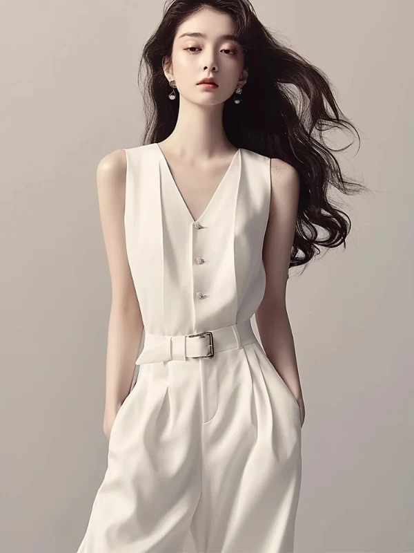 

Ele White Svel High Waist One-Piece Suit 2026 Spring Faion Anti-Aging Brand High-End Women's Clothing