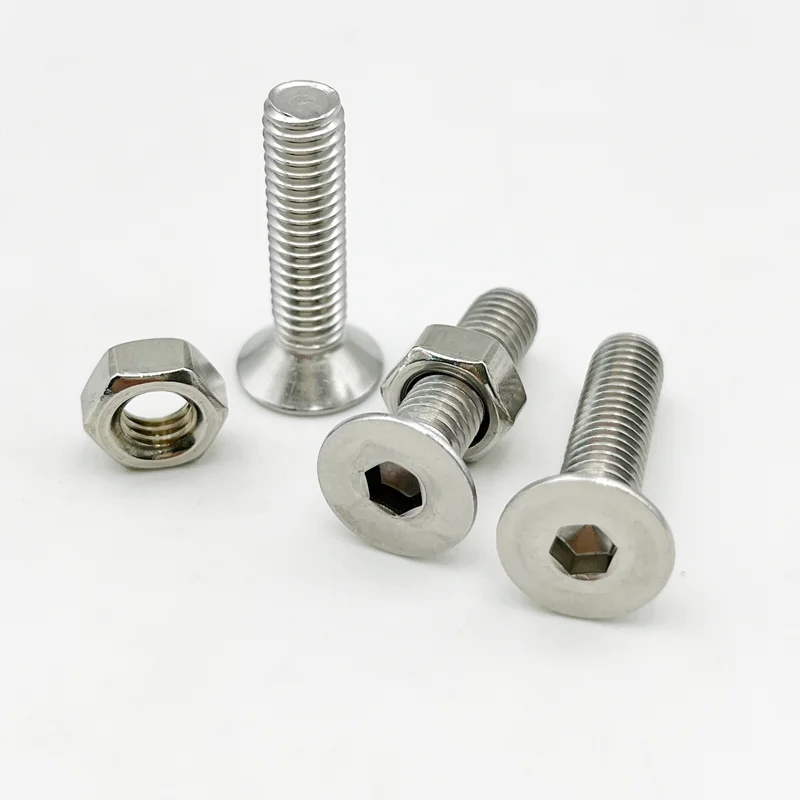 Innensechskantschrauben-Set M2 M2.5 M3 M4 M5 M6 aus 304 Edelstahl, Senkkopfschrauben mit Innensechskant und Mutter – Detail 8