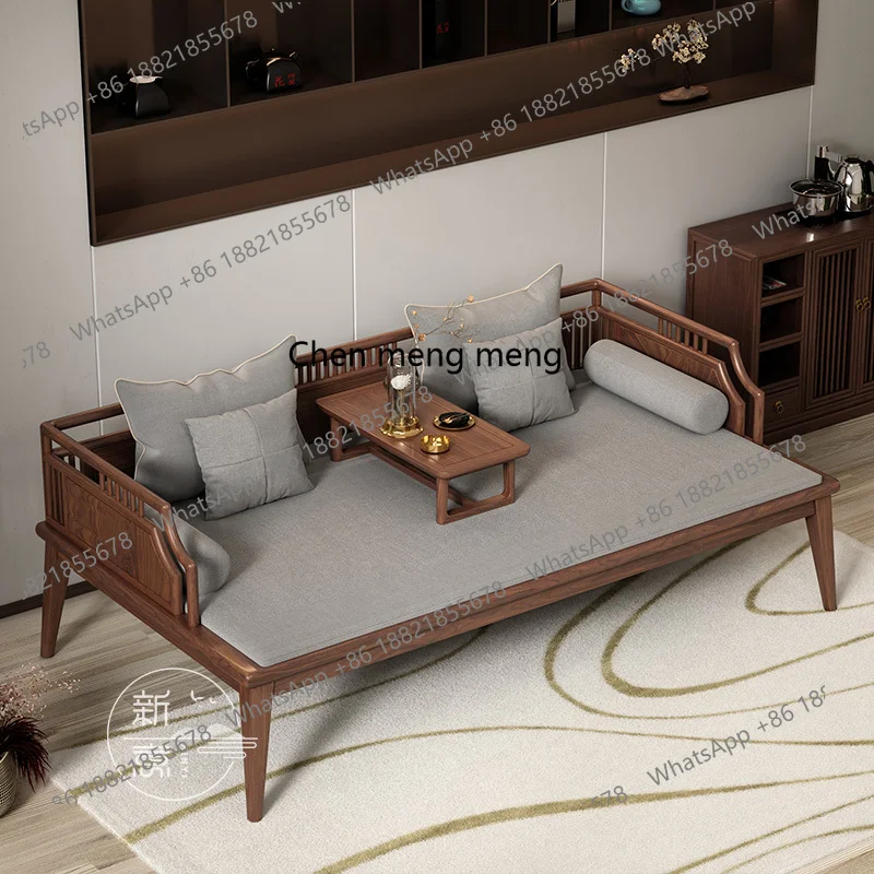 z183 Chinese-style solid wood Arhat bed black walnut living room small apartment simple modern sofa home bed and breakfast