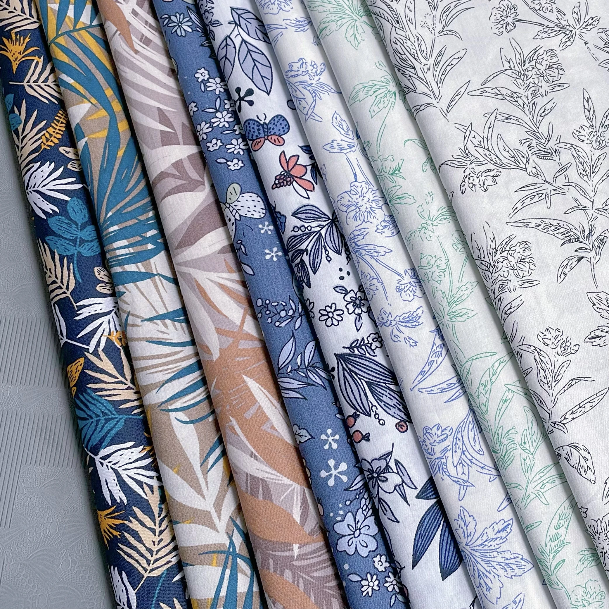 Summer Plant Tree Leaf 100% Cotton Fabric 40S Original Design Fabric Digital Printing for Sewing Cloth Dresses Skirt Kids Design