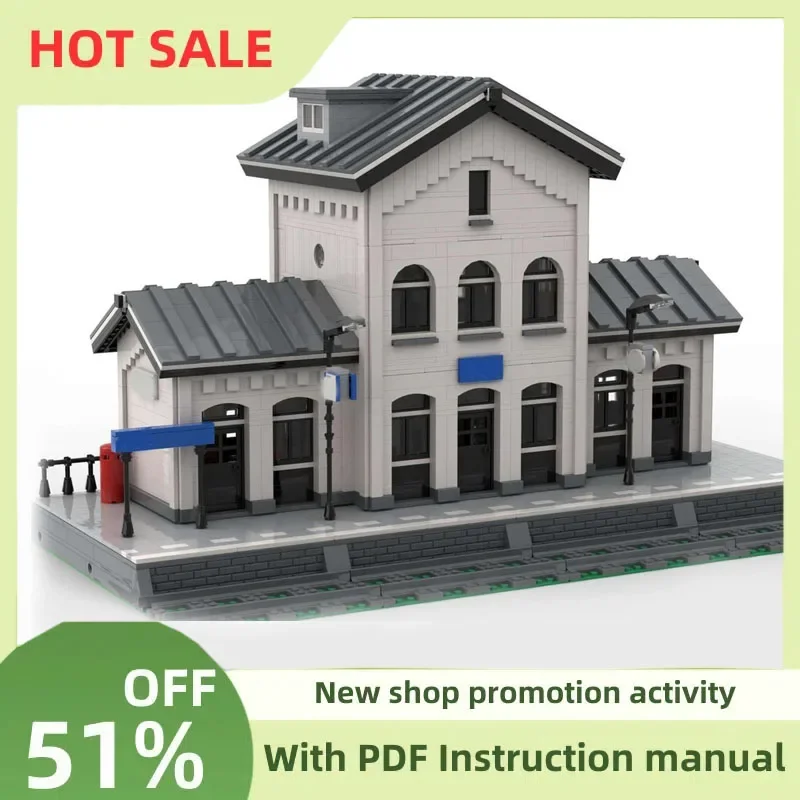 

New 3227Pcs City Hot Selling Street View Moc Modular Vught Train Station Model Building Blocks Diy Creative Ideas Kids Toys Gift