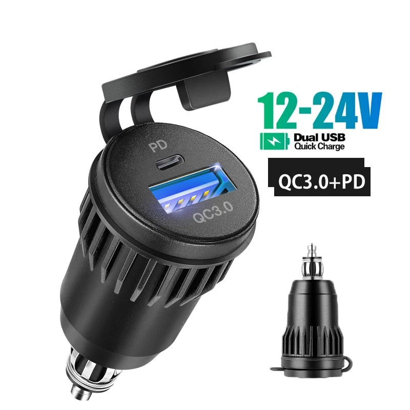 Motorcycle QC3.0 USB Type C PD Fast Charger Power Adapter Hella DIN Plug Socket For BMW R1250 1300GS For Ducati For Triumph view 2