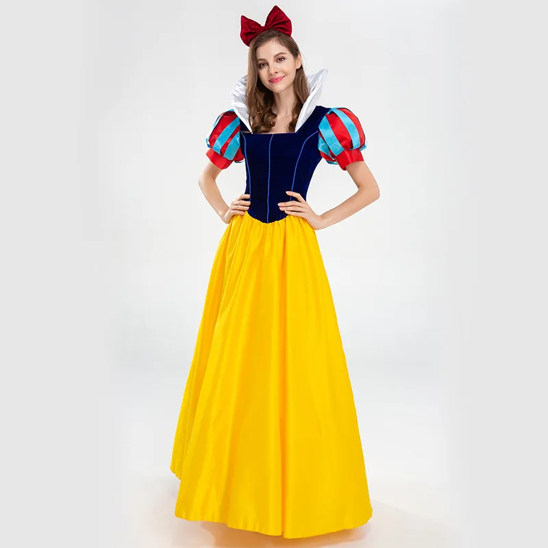 Женское нарядное платье принцессы Белоснежки желтого цвета Белла Золушка Эльза Анна Рапунцель Спящая красавица Косплей Платье на Хэллоуин