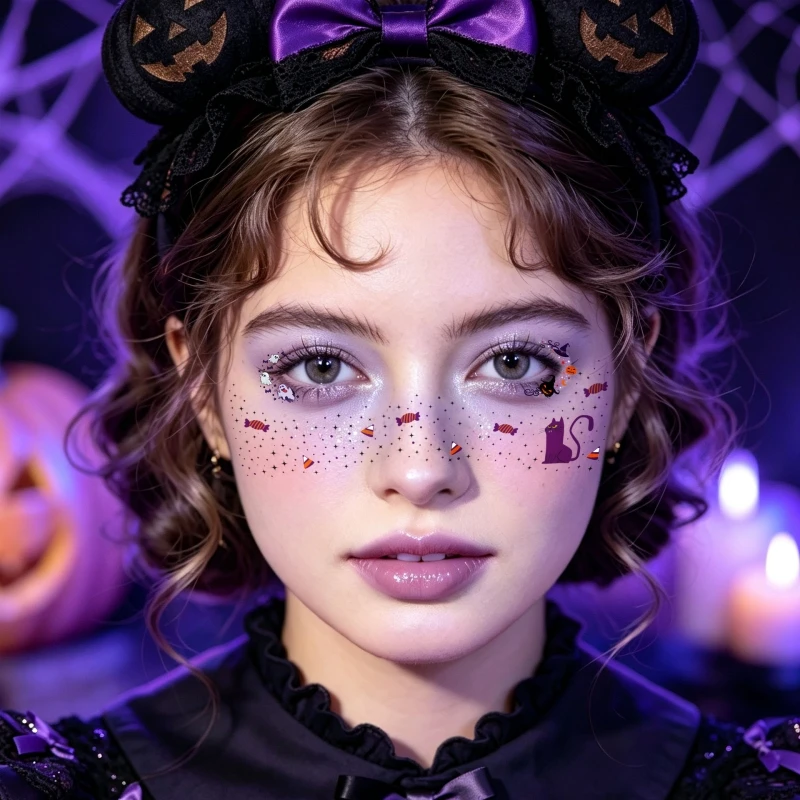 New Halloween Dark Freckle Face Temporary Tattoos Stickers Spider Witch Pumpkin Ghost Bat Skull Party Cosplay Makeup Decals