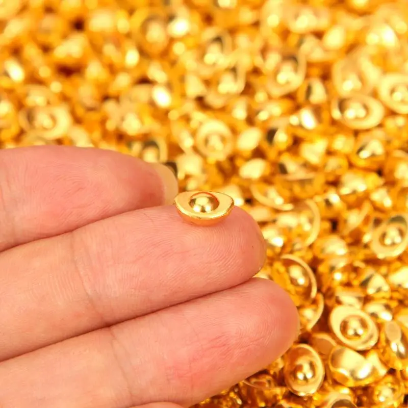50Pcs Durable Alloy Little Yuanbao Solid Mini Wealth Attraction Ornament Golden Brick Craft Moving Business Opening Gift