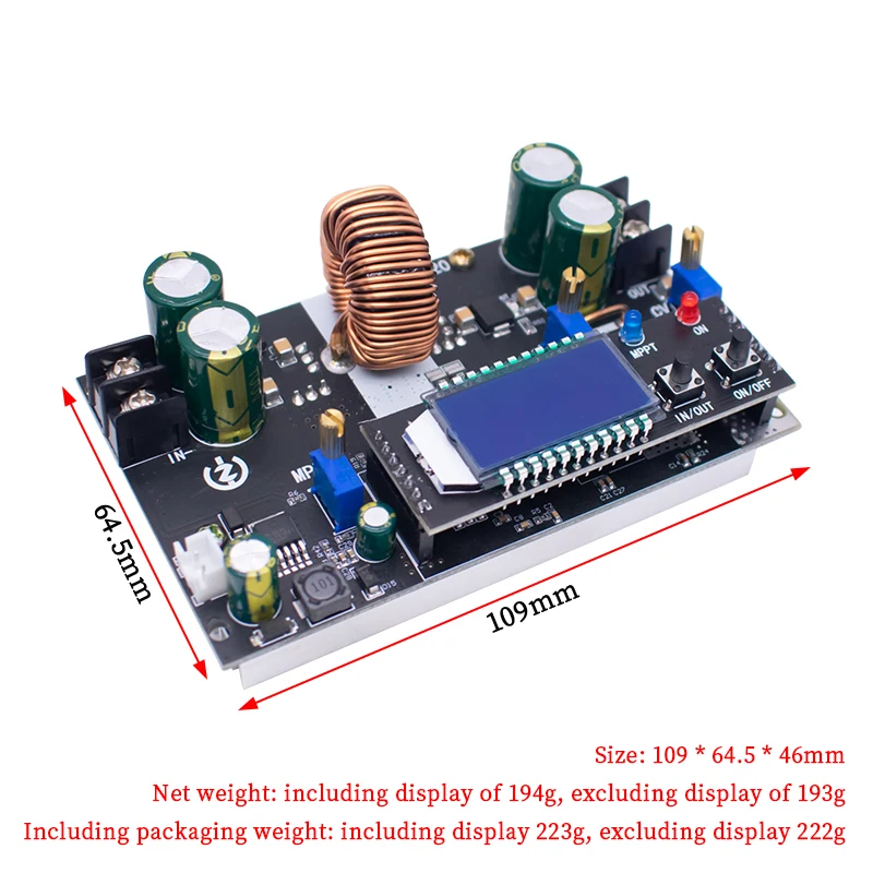 ZK-SJ20 Automatic Step Up Down Module MPPT Buck Boost Converter Power Supply Module Adjustable Board