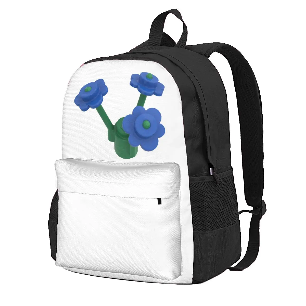 Flowers Brick Blue Student Backpack School Bag Hiking Travel Daypack for Boys Girls Fashion Bookbag Shoulder Bags